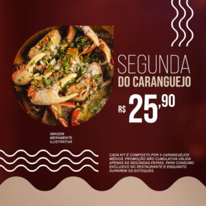 SEGUNDA DO CARANGUEJO - Deliciosamente , segunda com 3 unidades do melhor caranguejo de Fortaleza com desconto no Chico do caranguejo Sul. Por apenas R$25,90
