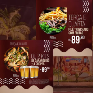 Chico do Caranguejo Sul TERÇA E QUARTA com Filé trinchado com batata frita ou 2 kits de caranguejo + 4 chopps por R$89,90.