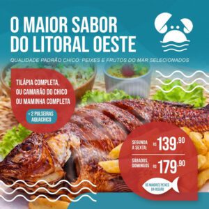 Tilápia Completa ou Camarão do Chico ou Maminha Completa + 2 Passaportes para o AcquaChico no Chico do Caranguejo a partir de R$139,90.