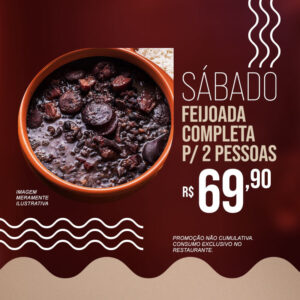 SÁBADO é no Chico do Caranguejo Sul com Feijoada completa por apenas R$69,90.